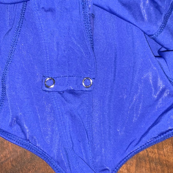 Free People large blue snap thong body suit - Picture 6 of 6